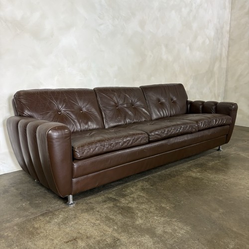 Mid century brown three - , seater