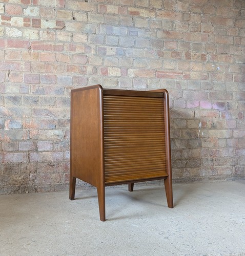 Mid century teak tambour roll - mid,