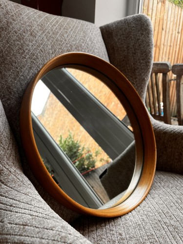 Vintage oak circular mirror - oak,