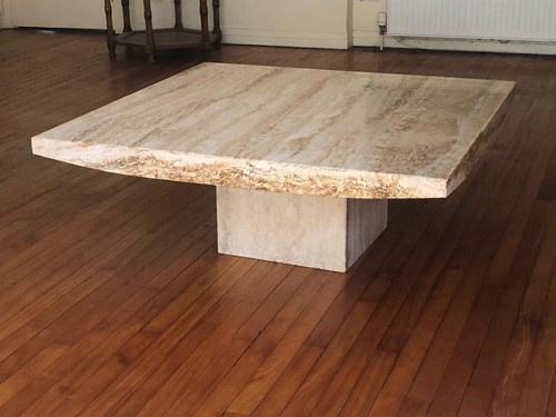 Travertine coffee table - travertine, mid